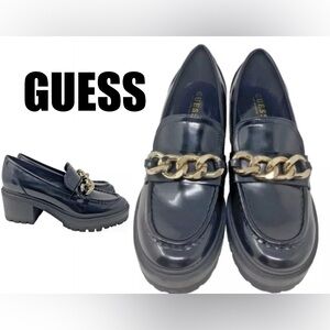 GUESS Women's Hillford Lug Sole Loafers Chunky Platform size 10 BLACK